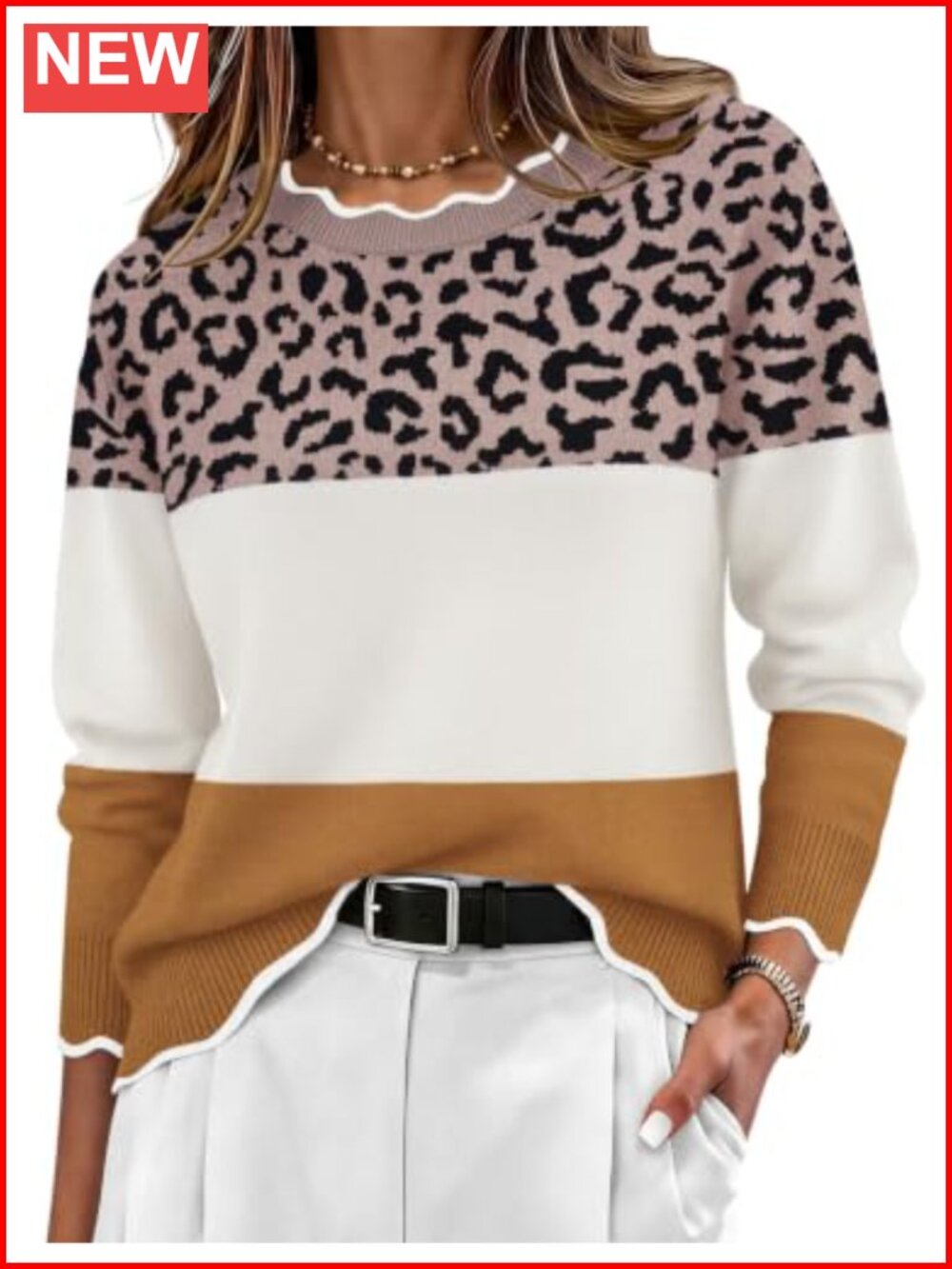 Women's Loose Fit Knit Pullover Sweater Long Sleeve Crew Neck